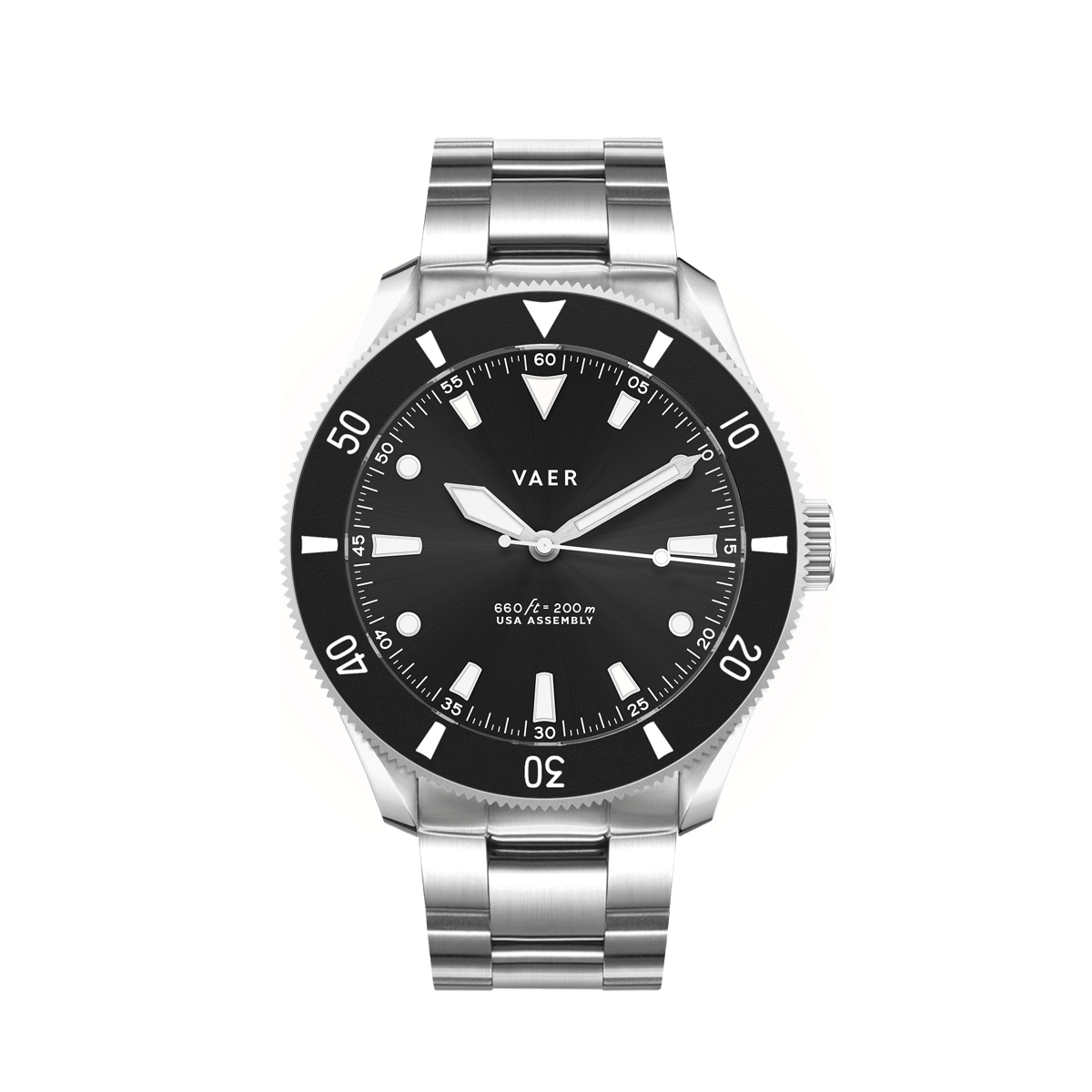 VAER | D4 Meridian Black Solar Diver: 38mm, 20ATM, Sapphire Glass