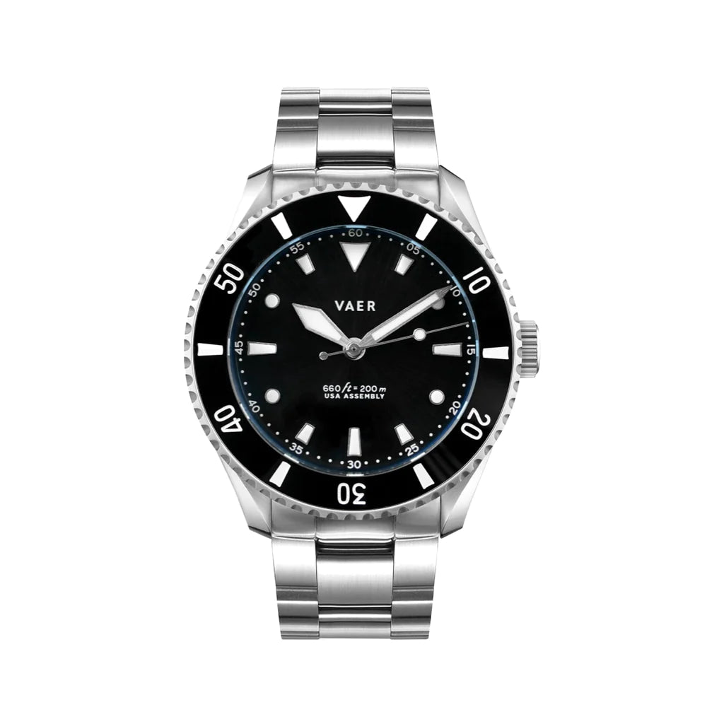 VAER D4 Meridian Black Solar Diver 38mm 20ATM Sapphire Glass