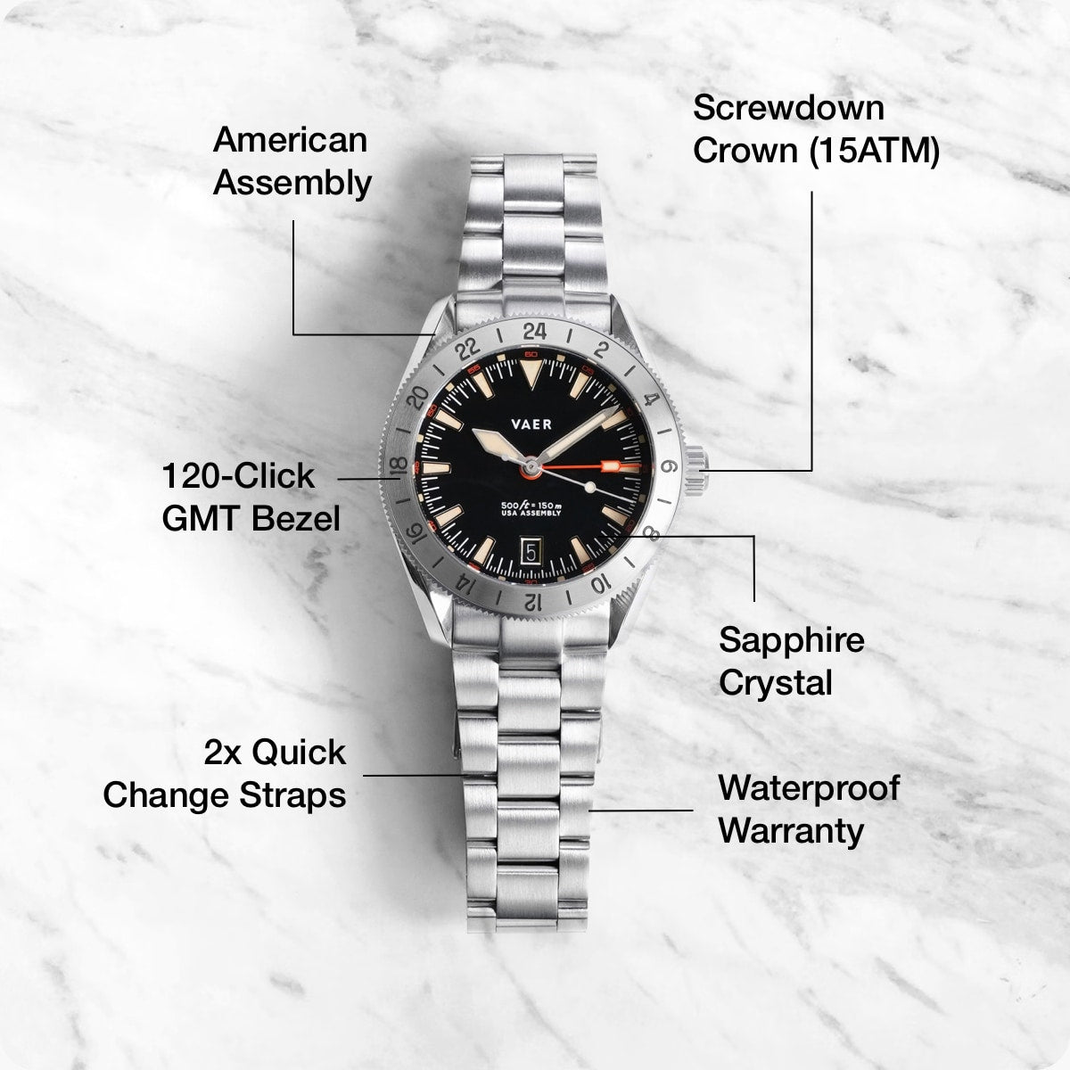 G2 Pacific Steel GMT - 39mm USA