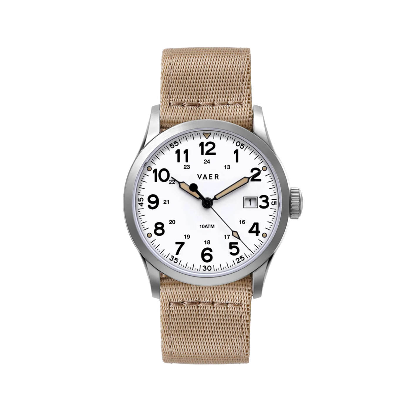 VAER | S3 Field White: 10ATM, Sapphire Glass, 2x Straps