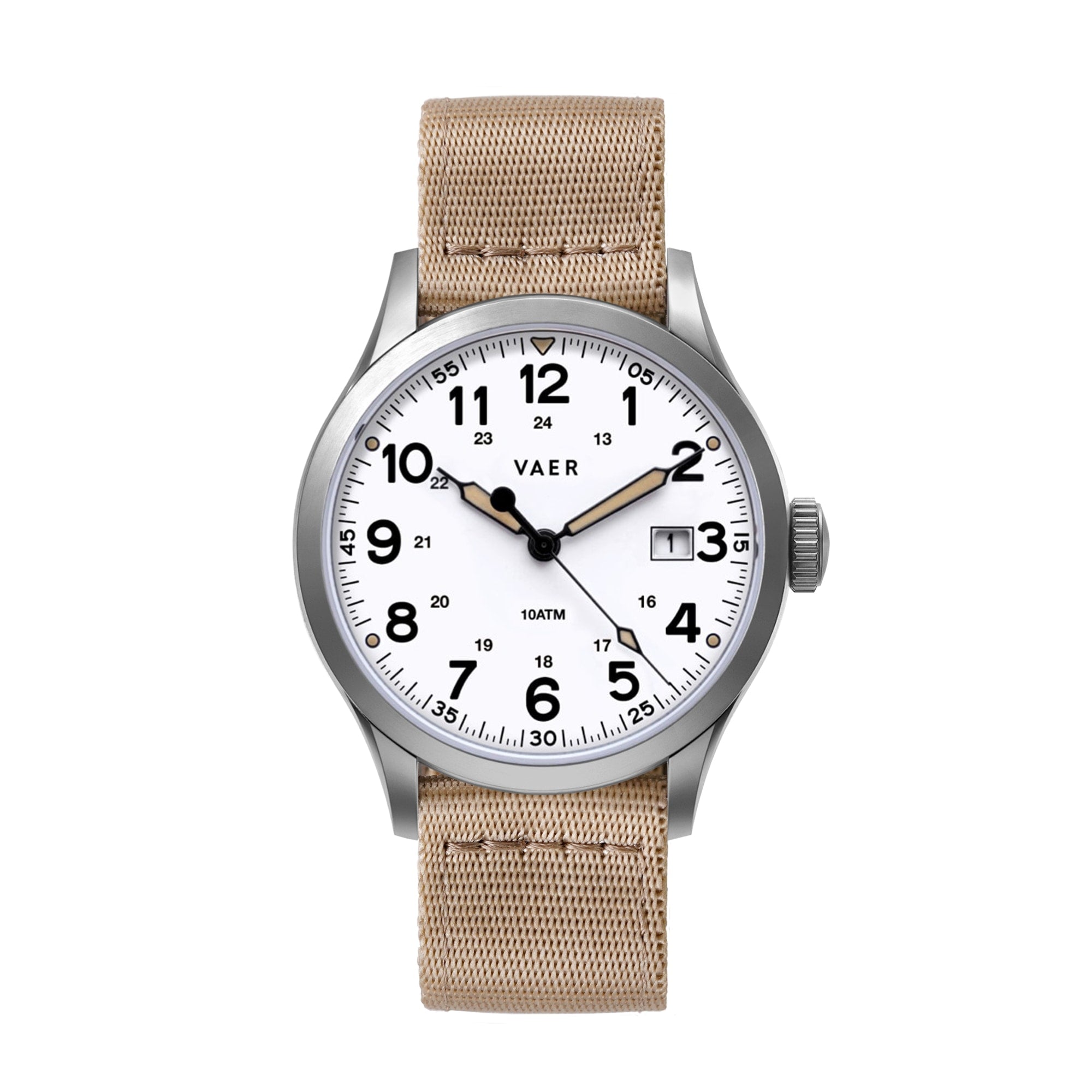 VAER S5 Field White: 10ATM, Sapphire Glass, 2x Straps