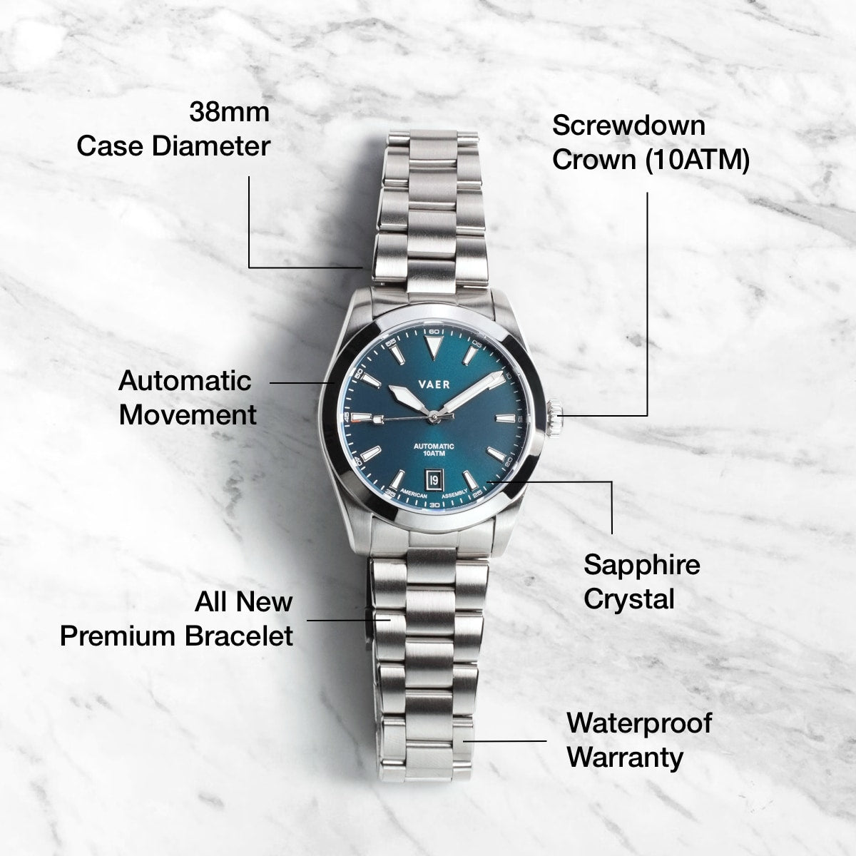 A5 Atlas Green Auto - 38mm USA