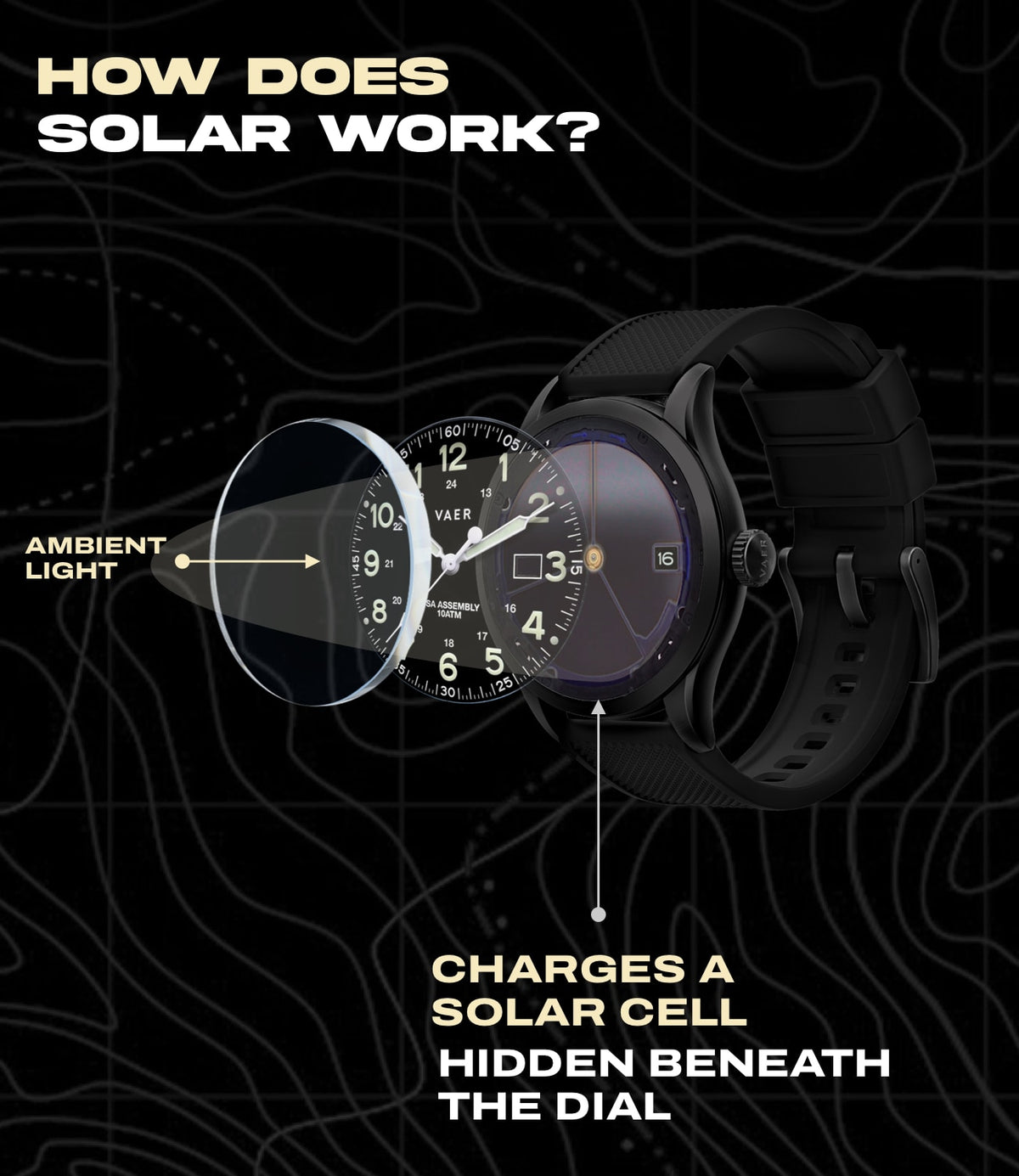 VAER - Mens Solar Watches - Free U.S. Shipping - Swim & Surf Ready