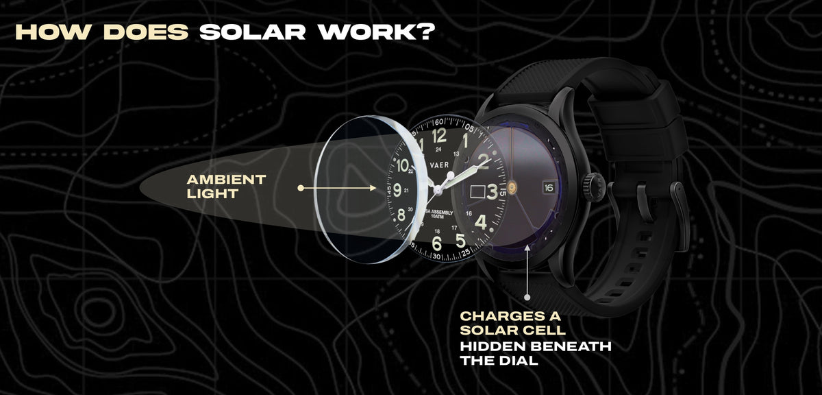 Solar Automatic Watch VAER - Mens Solar Field Watches - Free U.S. Shipping - Swim & Surf Ready