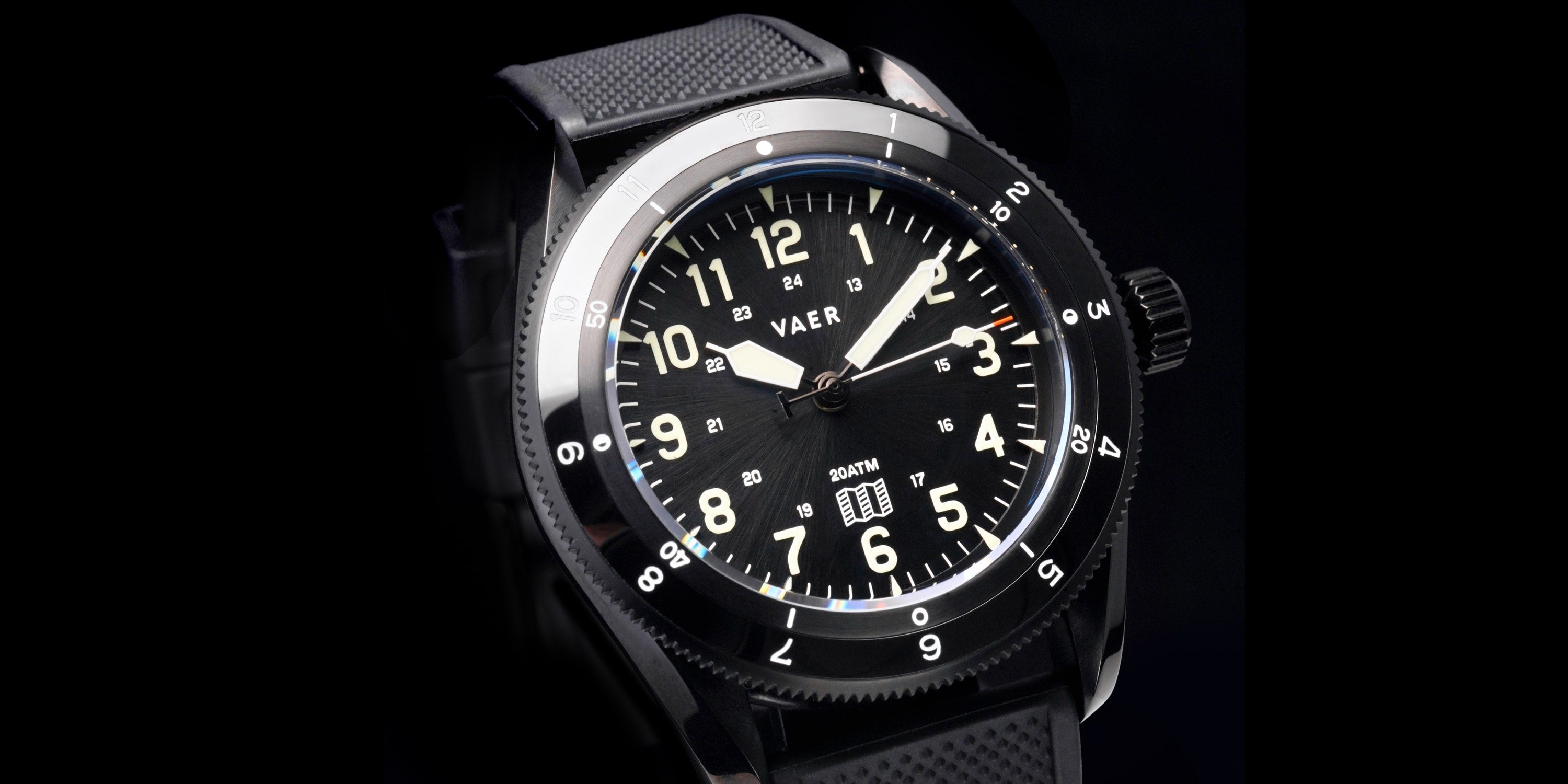 VAER | DS4 Topo Designs x W&W Solar Hiker - Black: 38mm, 20ATM