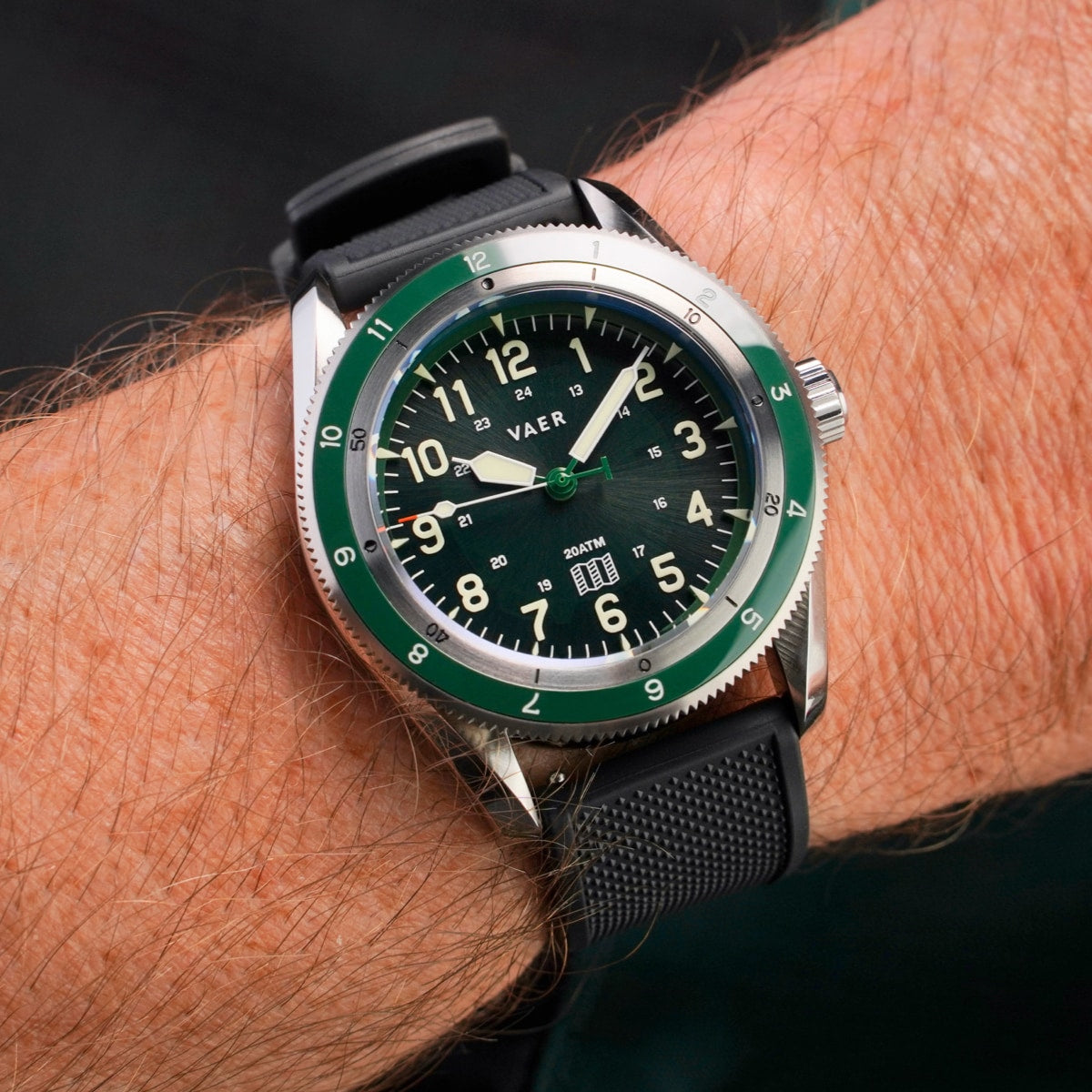 VAER | DS4 Topo Designs x W&W Solar Hiker - Green: 38mm, 20ATM