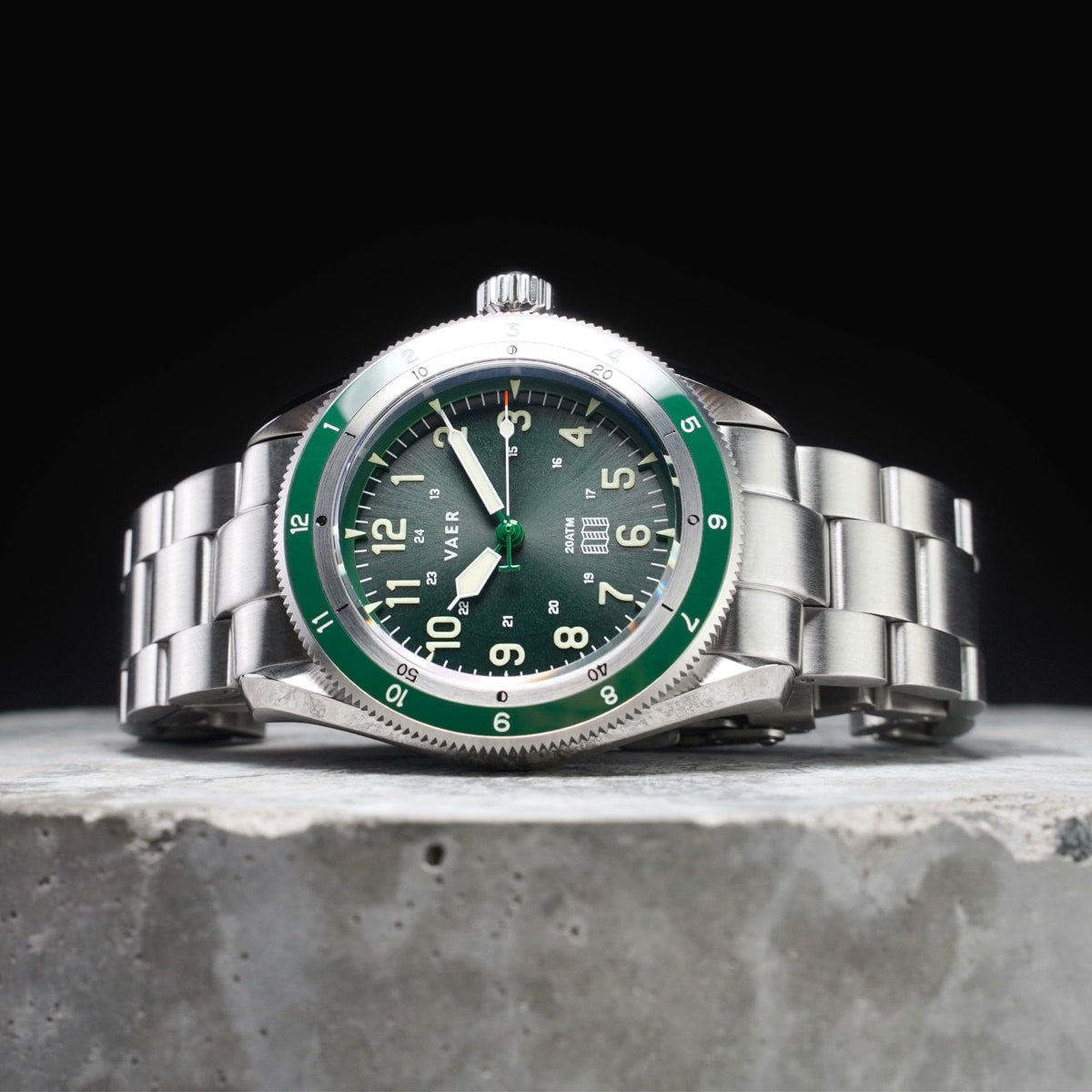 VAER | DS4 Topo Designs x W&W Solar Hiker - Green: 38mm, 20ATM