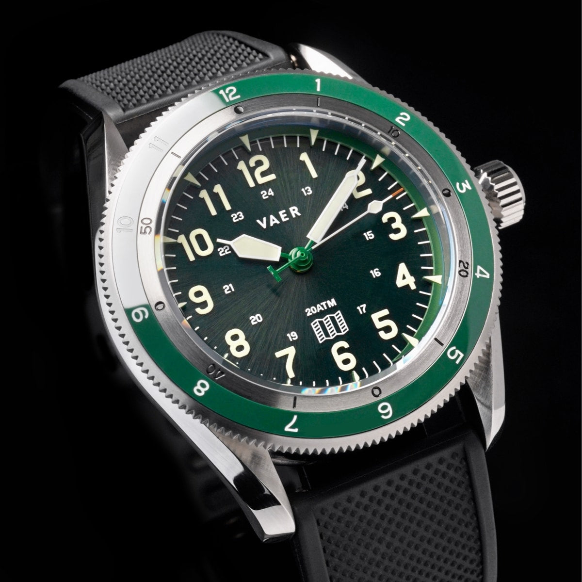VAER | DS4 Topo Designs x W&W Solar Hiker - Green: 38mm, 20ATM