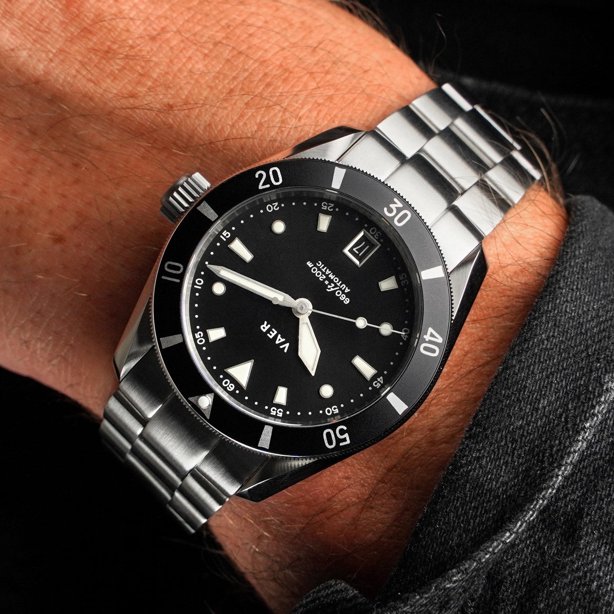 Vaer Automatic Dive Watch VAER DS5 Meridian Diver Black: 20ATM