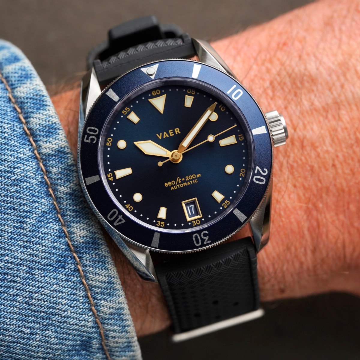 Wrist 38mm Quartz Diver VAER DS5 Meridian Diver Navy: 20ATM