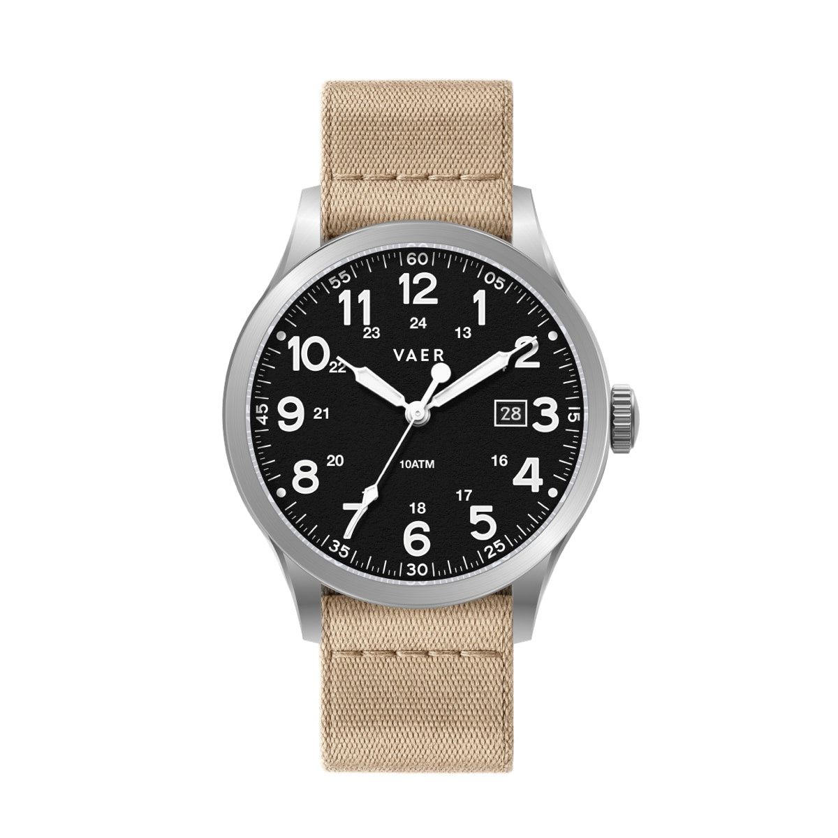 VAER | S5 Field Black: 10ATM, Sapphire Glass, 2x Straps