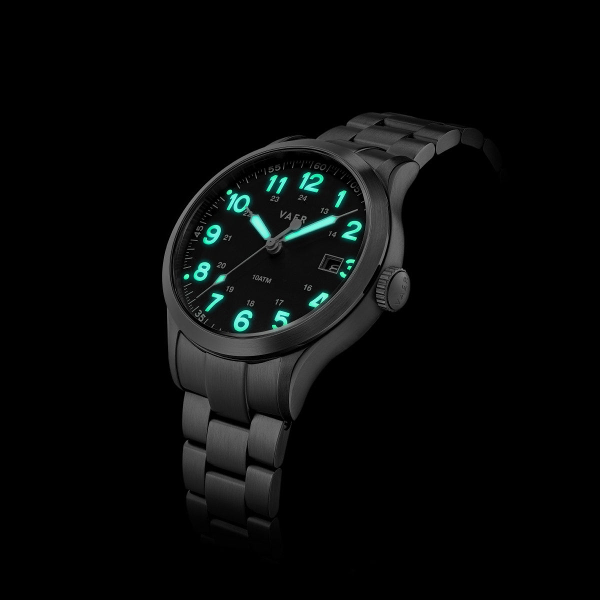 VAER | S5 Field Black: 10ATM, Sapphire Glass, 2x Straps
