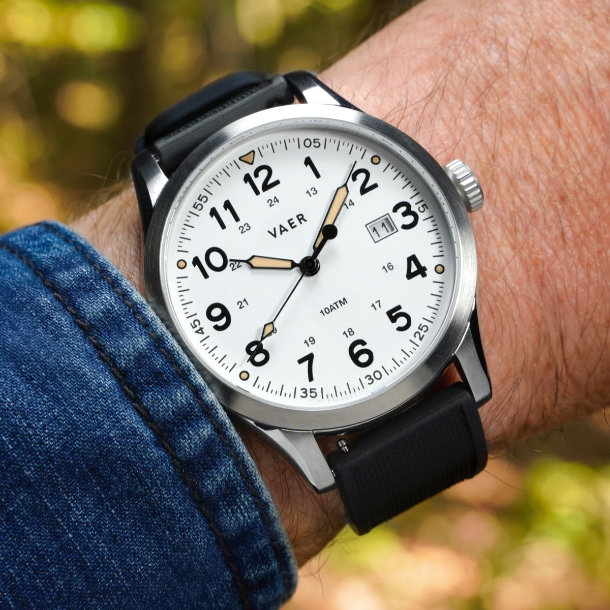 VAER | S5 Field Black: 10ATM, Sapphire Glass, 2x Straps
